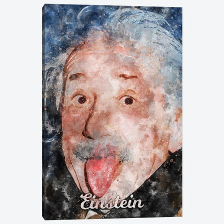 Einstein Watercolor Canvas Print #DUR879} by Durro Art Canvas Wall Art