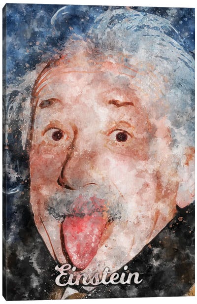 Einstein Watercolor Canvas Art Print - Albert Einstein