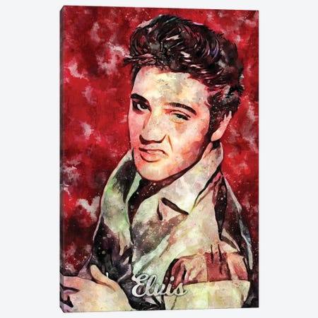 Elvis Watercolor Canvas Print #DUR880} by Durro Art Canvas Print