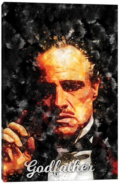 Godfather II Watercolor Canvas Art Print - Crime & Gangster Movie Art