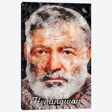 Hemingway Watercolor Canvas Print #DUR882} by Durro Art Canvas Print