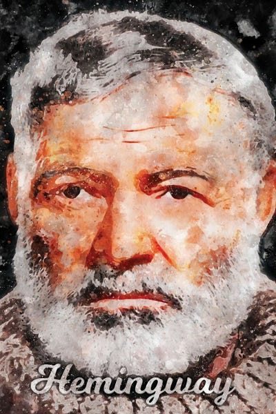 Literature: Hemingway Watercolor by Durro Art