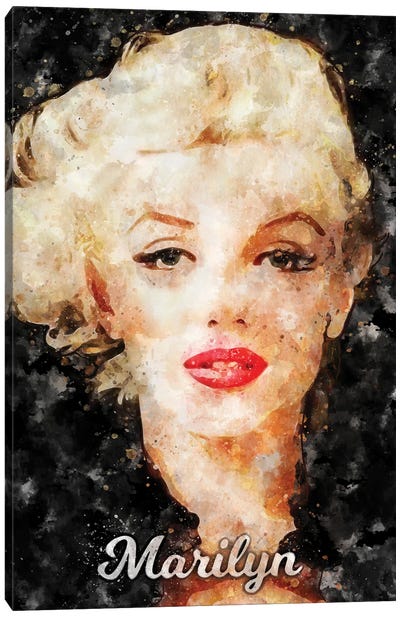 Marilyn II Watercolor Canvas Art Print - Model & Fashion Icon Art