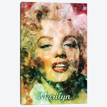 Marilyn Watercolor Canvas Print #DUR886} by Durro Art Canvas Artwork