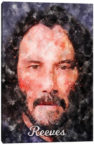 Reeves Watercolor Canvas Art Print - Keanu Reeves