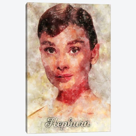 Hepburn Watercolor Canvas Print #DUR898} by Durro Art Canvas Artwork