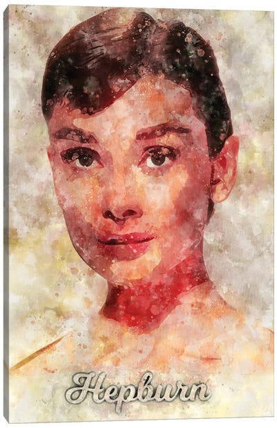 Hepburn Watercolor Canvas Art Print - Audrey Hepburn