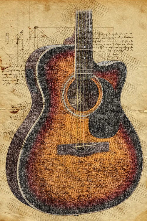 Acoustic Guitar by Durro Art wall art