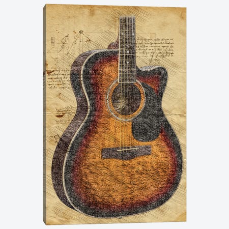 Acoustic Guitar Canvas Print #DUR921} by Durro Art Canvas Artwork