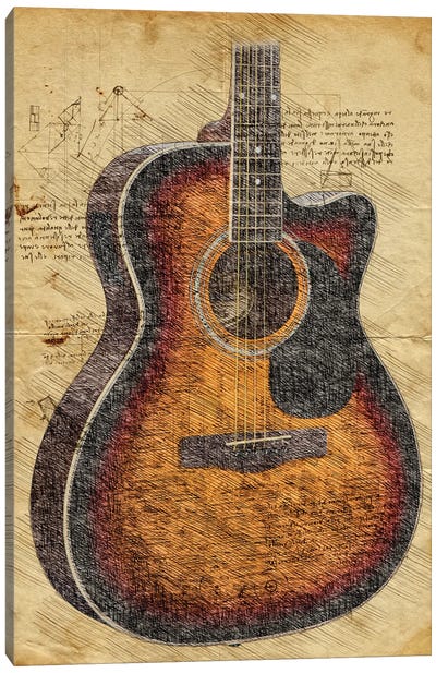 Acoustic Guitar Canvas Art Print - Durro Art