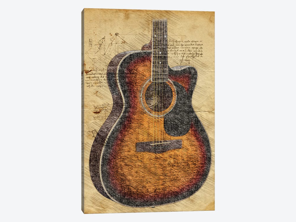 Acoustic Guitar by Durro Art 1-piece Canvas Art Print