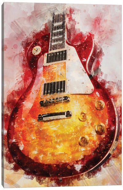 Les Paul Watercolor Canvas Art Print - Guitar Art