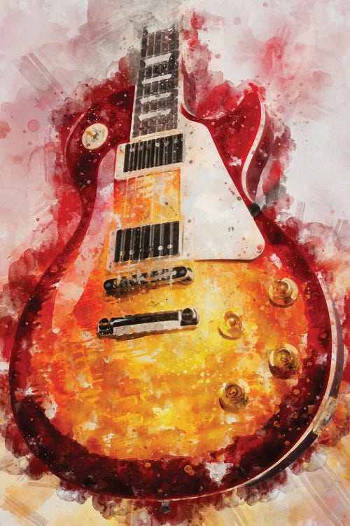 Les Paul Watercolor by Durro Art wall art