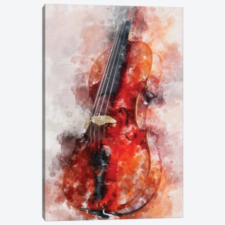 Violin Watercolor Canvas Print #DUR932} by Durro Art Canvas Art Print