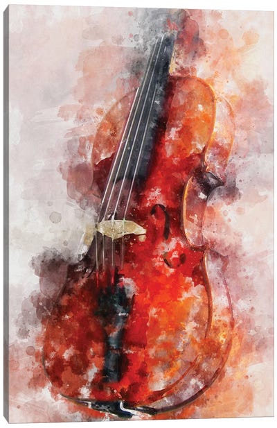 Violin Watercolor Canvas Art Print - Violin Art