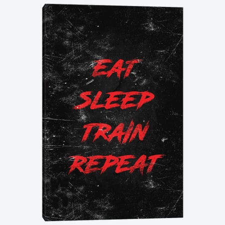 Eat Sleep Train Repeat Red Canvas Print #DUR941} by Durro Art Canvas Art