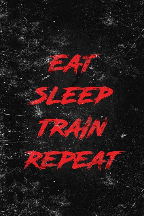 Eat Sleep Train Repeat Red by Durro Art wall art
