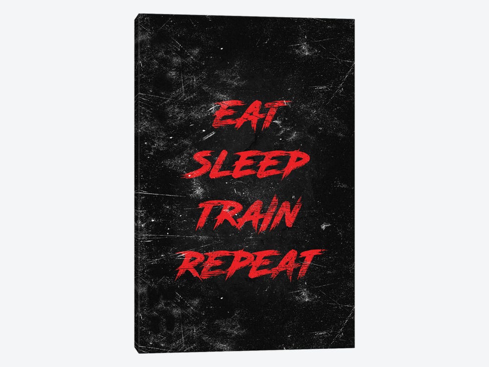 Eat Sleep Train Repeat Red by Durro Art 1-piece Canvas Print