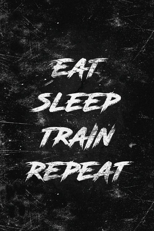 Eat Sleep Train Repeat White by Durro Art wall art