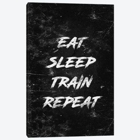 Eat Sleep Train Repeat White Canvas Print #DUR944} by Durro Art Canvas Print