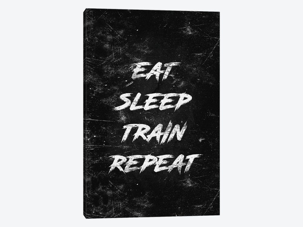 Eat Sleep Train Repeat White by Durro Art 1-piece Canvas Artwork