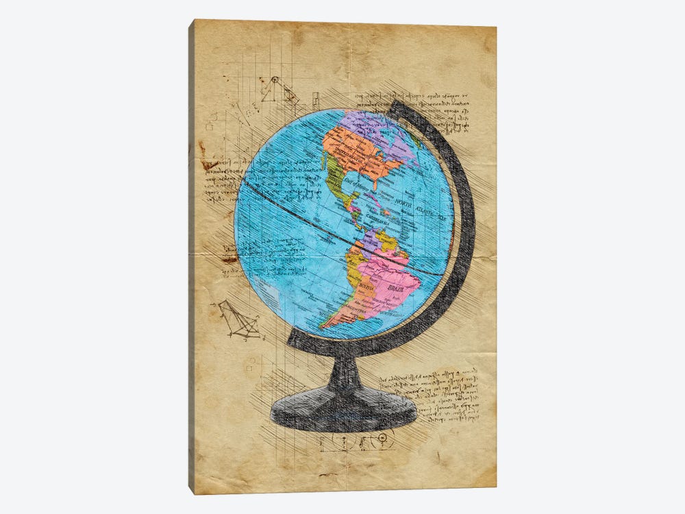 World Globe by Durro Art 1-piece Canvas Wall Art