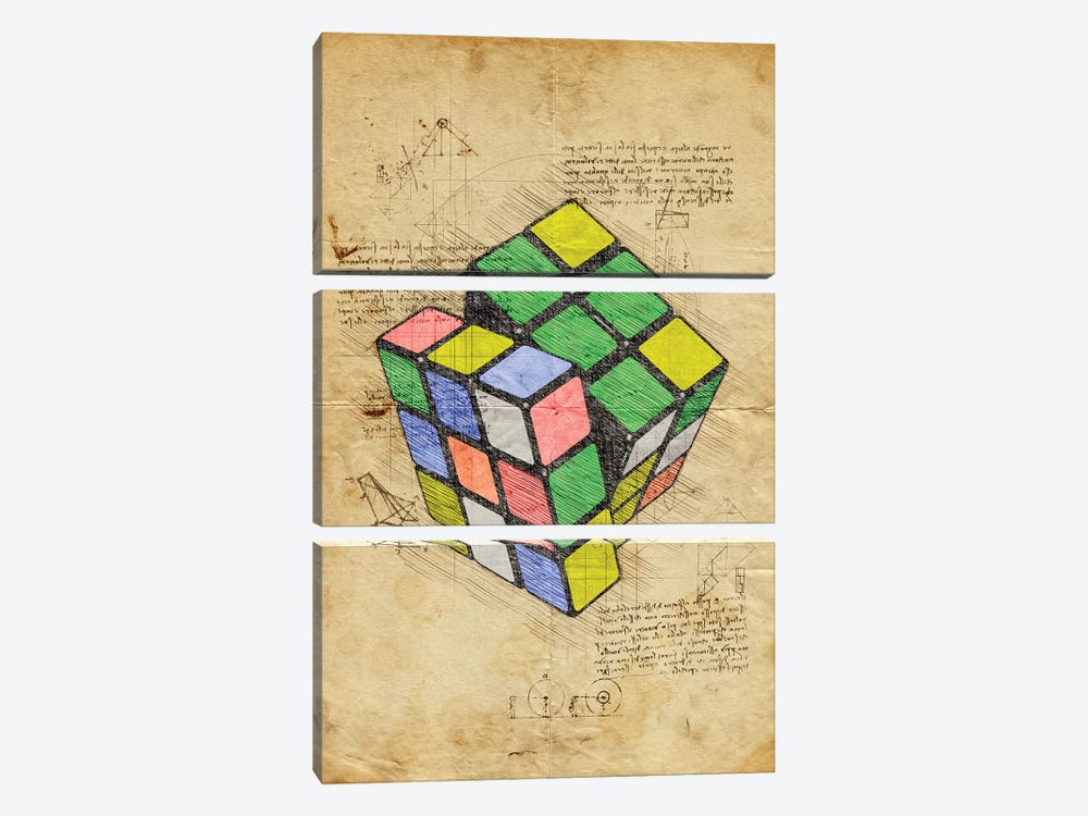 Rubik Cube by Durro Art 3-piece Canvas Print