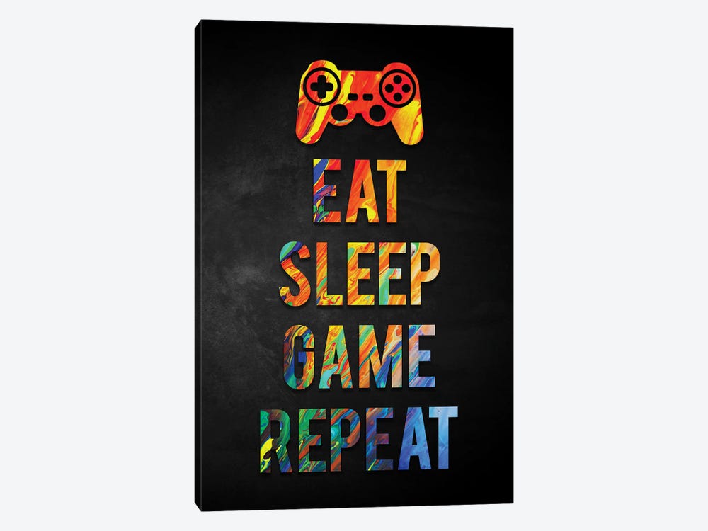 Eat Sleep Game Repeat by Durro Art 1-piece Canvas Art Print