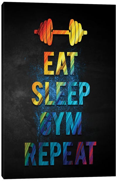 Eat Sleep Gym Repeat II Canvas Art Print - Fitness Fanatic