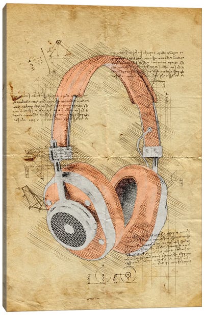 Headphones Canvas Art Print - Durro Art