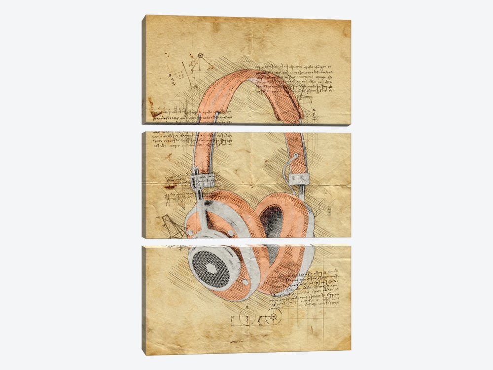 Headphones by Durro Art 3-piece Canvas Wall Art