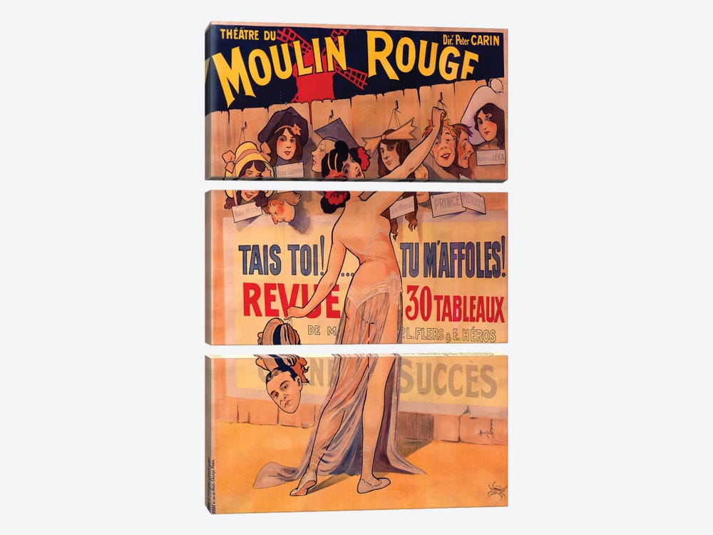 Moulin Rouge, Tais Toi, Tu Maffoles! Revue Advertisement, 1912 by M. Duzolle 3-piece Art Print