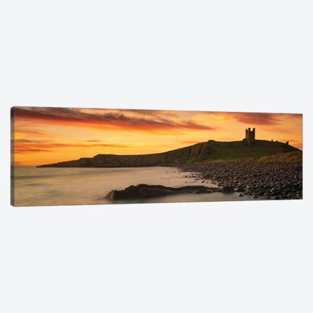 Dunstanburgh Castle Sunrise Canvas Print #DVB112} by Dave Bowman Canvas Wall Art
