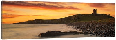 Dunstanburgh Castle Sunrise Canvas Art Print - Rocky Beach Art