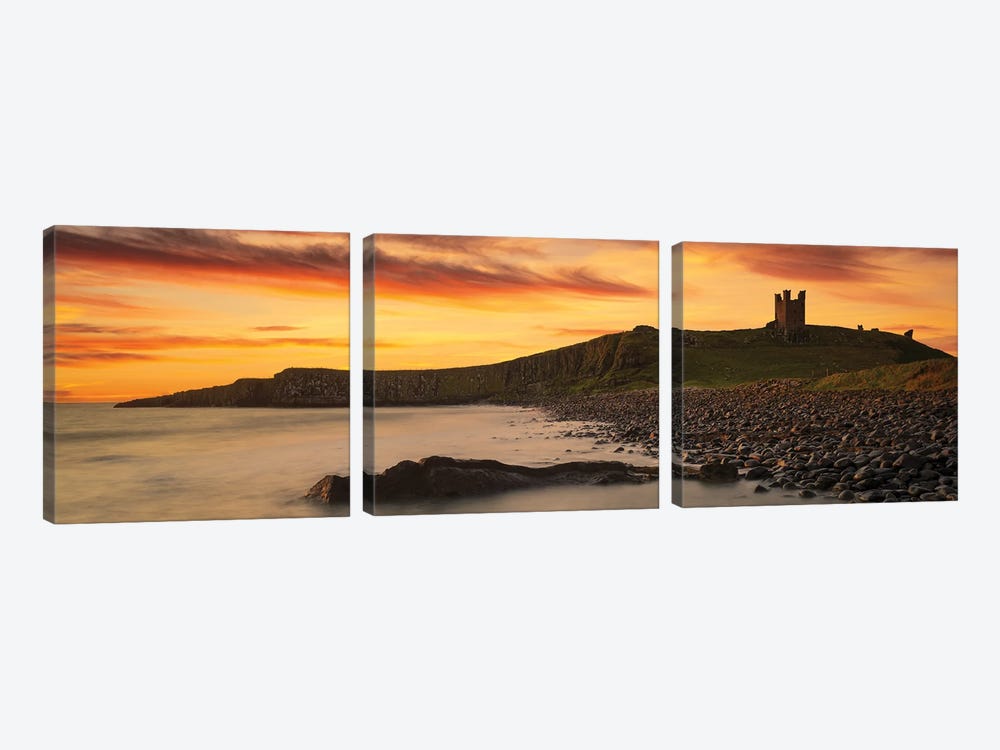 Dunstanburgh Castle Sunrise by Dave Bowman 3-piece Canvas Art