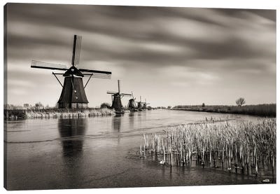 Kinderdijk Canvas Art Print - Watermill & Windmill Art