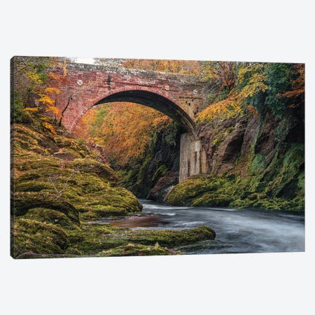 Gannochy Bridge In Autumn Canvas Print #DVB131} by Dave Bowman Canvas Wall Art
