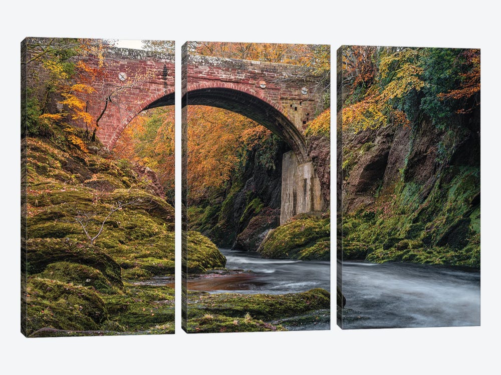 Gannochy Bridge In Autumn by Dave Bowman 3-piece Art Print