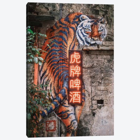 Wall Tiger Canvas Print #DVB148} by Dave Bowman Canvas Art Print