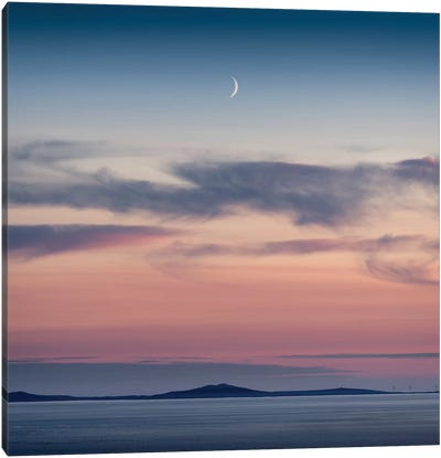 Crescent Moon Over North Uist Canvas Art Print - Dave Bowman