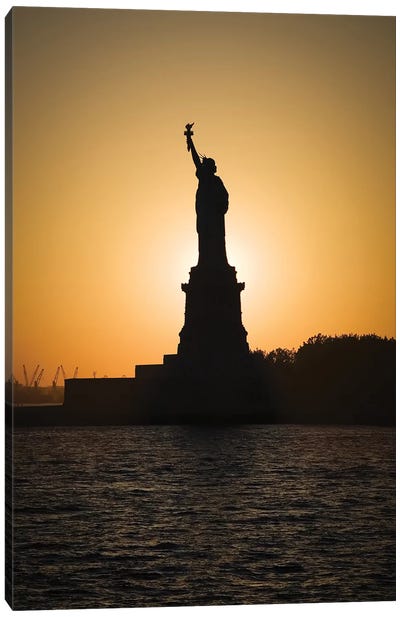 Liberty Sunset Canvas Art Print - Famous Monuments & Sculptures