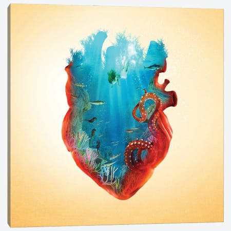 Diving Heart Canvas Print #DVE108} by Diogo Verissimo Canvas Artwork