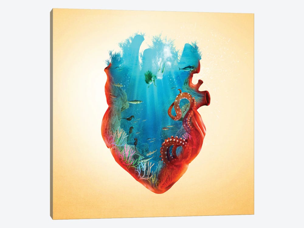 Diving Heart by Diogo Verissimo 1-piece Canvas Art Print
