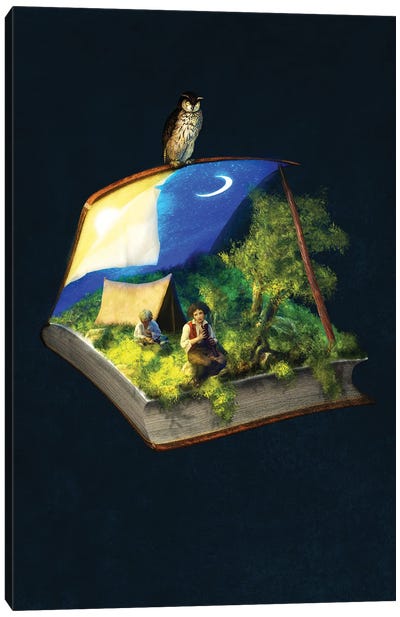 Camping Stories Canvas Art Print - Book Art