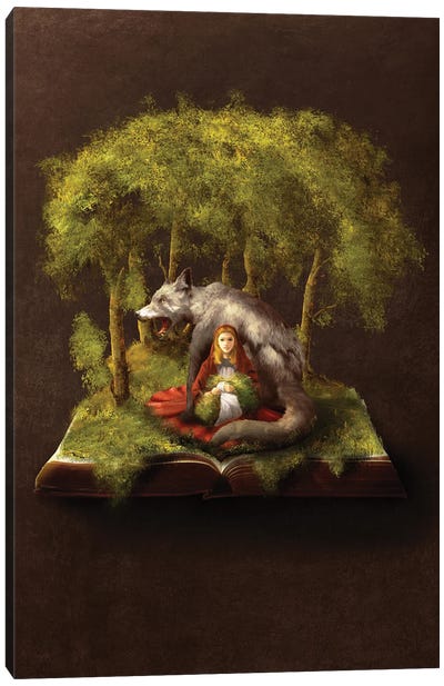 The Girl And The Wolf Canvas Art Print - Fairytale Scenes