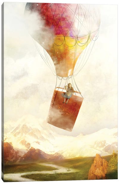 Story Travellers III Canvas Art Print - Hot Air Balloon Art