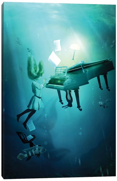 Lullaby Of The Sea Canvas Art Print - Piano Art