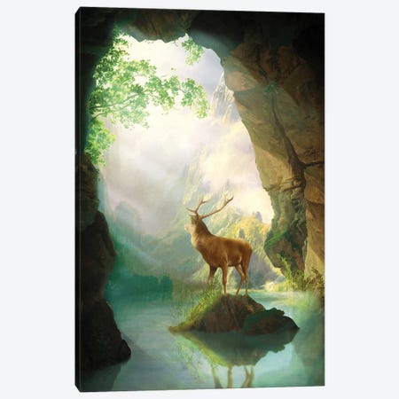 Deer Sunrise Canvas Print #DVE189} by Diogo Verissimo Canvas Wall Art