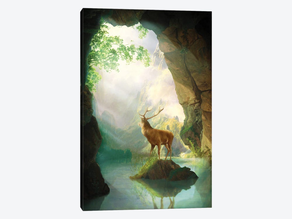 Deer Sunrise by Diogo Verissimo 1-piece Canvas Artwork