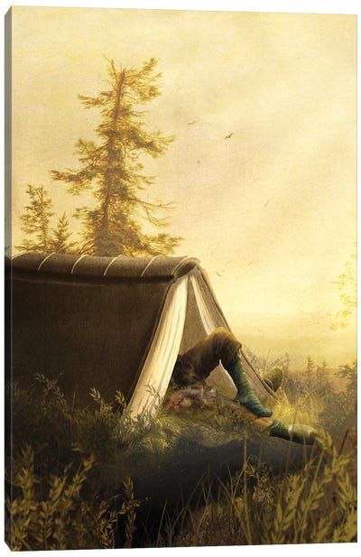 Wilderness Reading Canvas Art Print - Camping Art